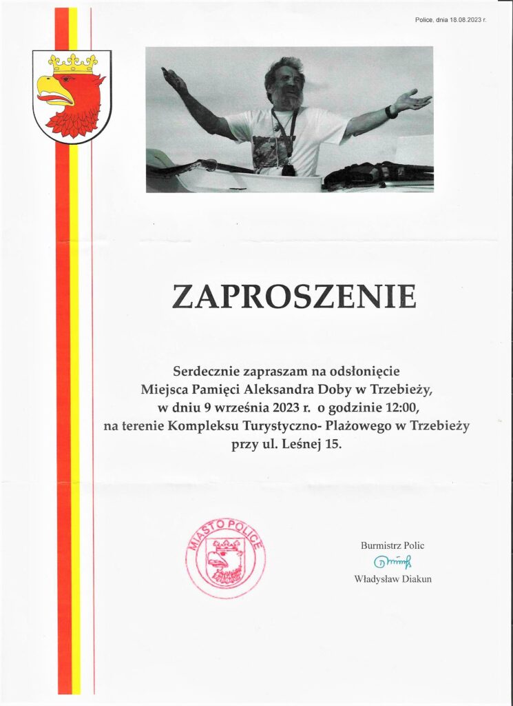 Odsłonięcie Miejsca Pamięci Aleksandra Doby w Trzebieży